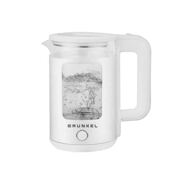 Grunkel HV-18CWPBL tetera eléctrica 1,8 L 1500 W Transparente, Blanco