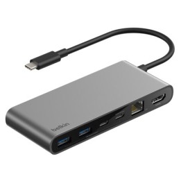 Belkin INC024HQSGY hub de interfaz USB Tipo C 10000 Mbit/s Gris