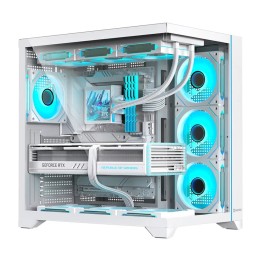 Hiditec H3 PRO Midi Tower Transparente, Blanco