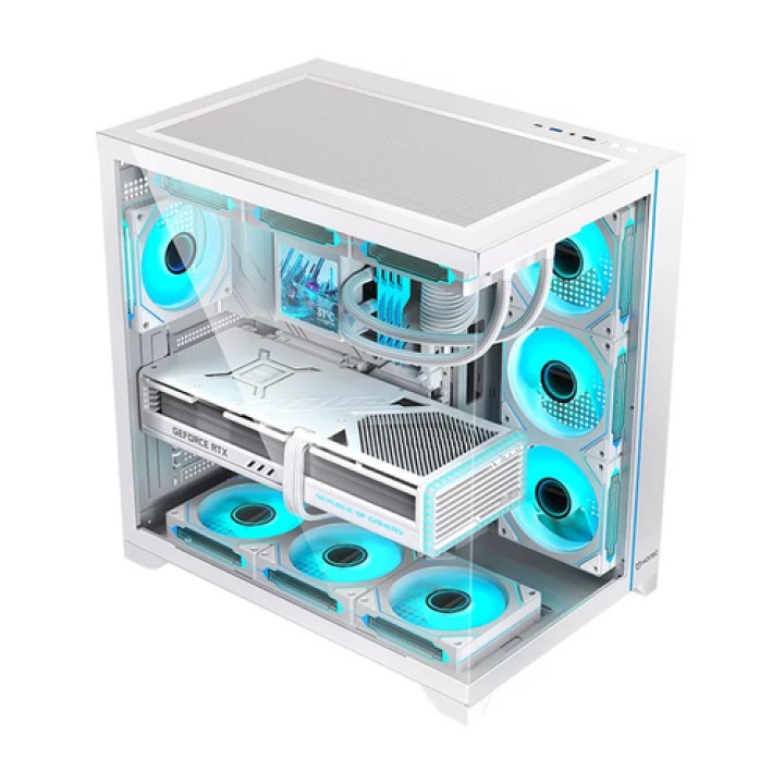 Hiditec H3 PRO Midi Tower Transparente, Blanco