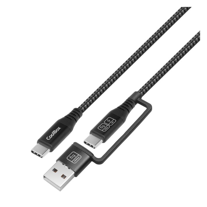 CoolBox CABLE USB-C + A / USB-C DATOS 10GBPS + CARGA RAPIDA 60W