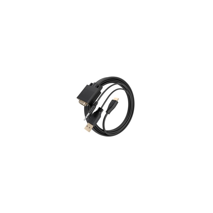 AISENS Cable Conversor HDMI a SVGA+Audio, HDMI A/M-SVGA/M+Jack 3.5/M+USB-A/M, Negro, 1.5m