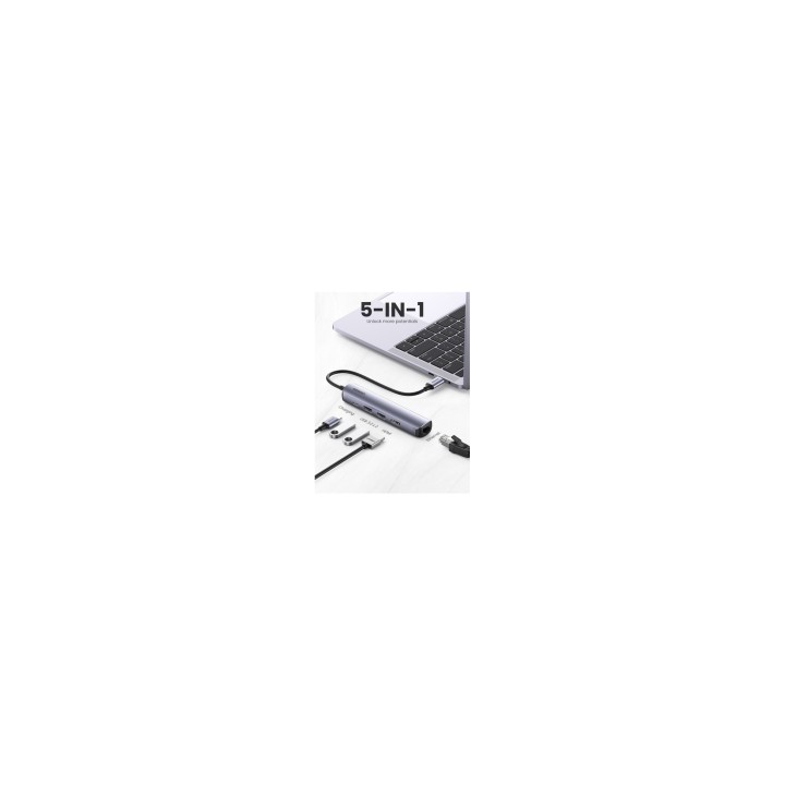 Ugreen 10919 base para portátil y replicador de puertos Alámbrico USB 3.2 Gen 1 (3.1 Gen 1) Type-C Gris