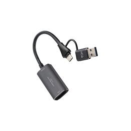 Nanocable 10.15.0001 adaptador de cable de vídeo HDMI tipo A (Estándar) USB Type-C + USB Type-A Gris