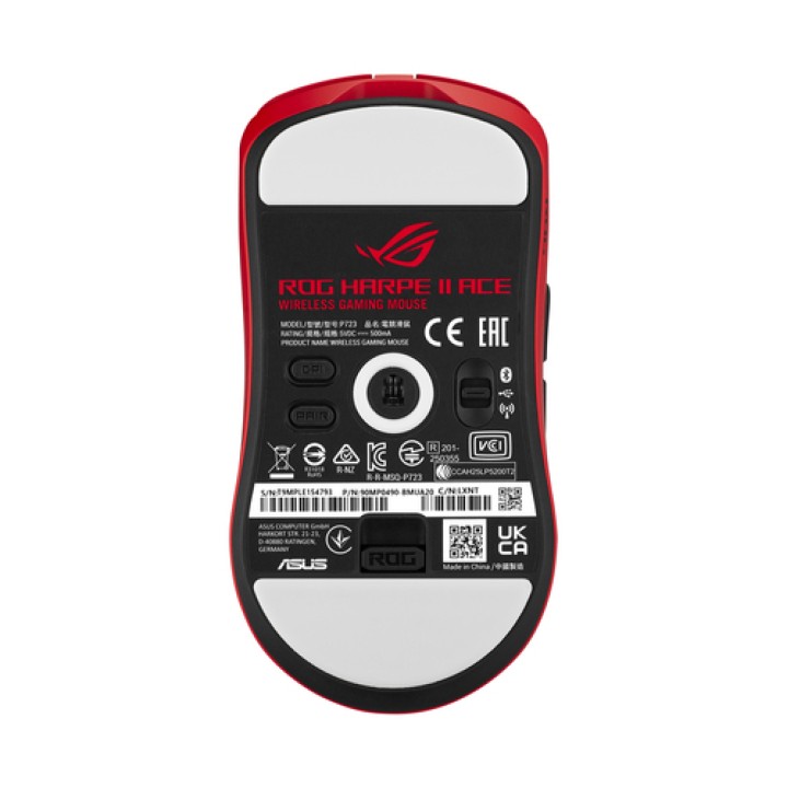 ASUS ROG Harpe II Ace RED ratón Juego mano derecha RF Wireless + Bluetooth + USB Type-A Óptico 42000 DPI