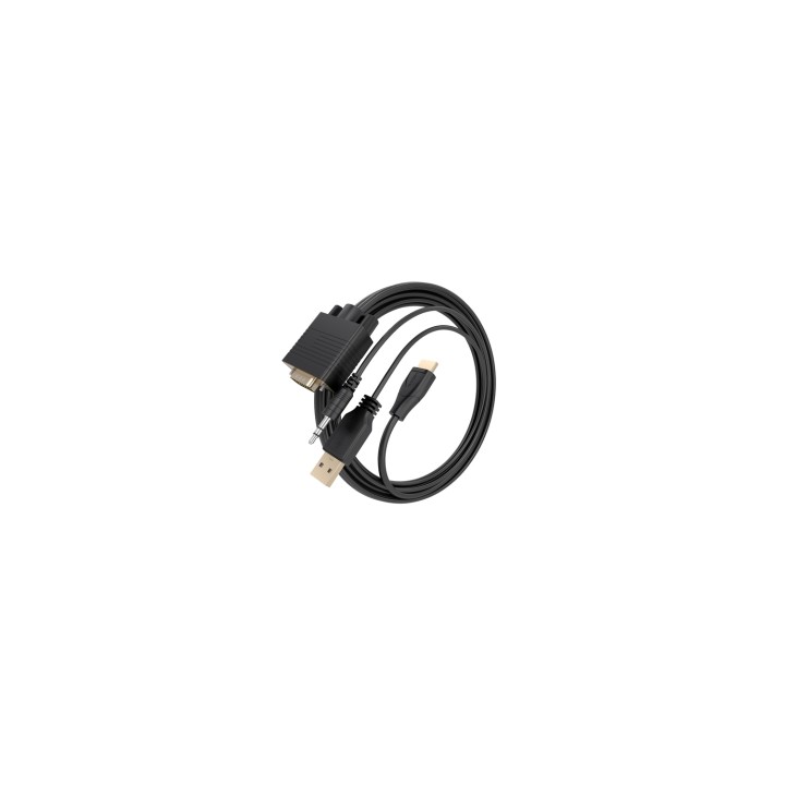 AISENS Cable Conversor HDMI a SVGA+Audio, HDMI A/M-SVGA/M+Jack 3.5/M+USB-A/M, Negro, 1.0m