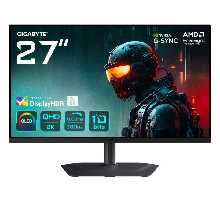 GIGABYTE MO27Q2A Monitor gaming OLED 2K QHD de 27" - 2560 x 1440, 280Hz, 0,03ms, 250 cd/m², FreeSync Premium Pro, DisplayHDR