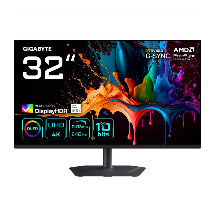 GIGABYTE MO32U2 Monitor Gaming OLED 32” 4K UHD - 3840 x 2160, 240Hz, 0.03ms, 250 cd/m², G-Sync Compatible, FreeSync Premium