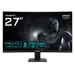 GIGABYTE GS27FCA Monitor gaming curvo 27" FHD - 1920 x 1080, 200Hz, 1ms, 250 cd/m², FreeSync Premium, HDR Ready, HDMI 2.0,