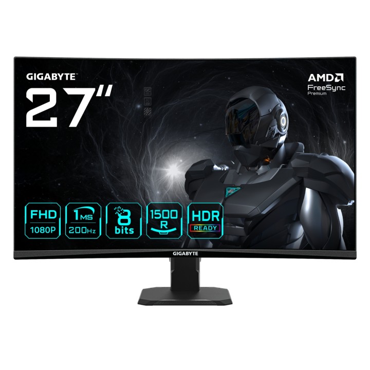 GIGABYTE GS27FCA Monitor gaming curvo 27" FHD - 1920 x 1080, 200Hz, 1ms, 250 cd/m², FreeSync Premium, HDR Ready, HDMI 2.0,