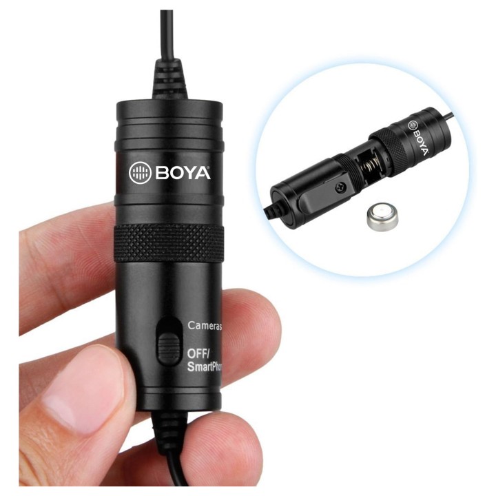 BOYA by-M1 3,5 mm Micrófono lavalier Negro para Smartphone y cámara Canon o Nikon