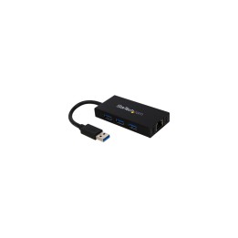 StarTech.com Hub USB 3.0 de Aluminio con Cable - Concentrador de 3 Puertos USB con Adaptador de Red Ethernet Gigabit