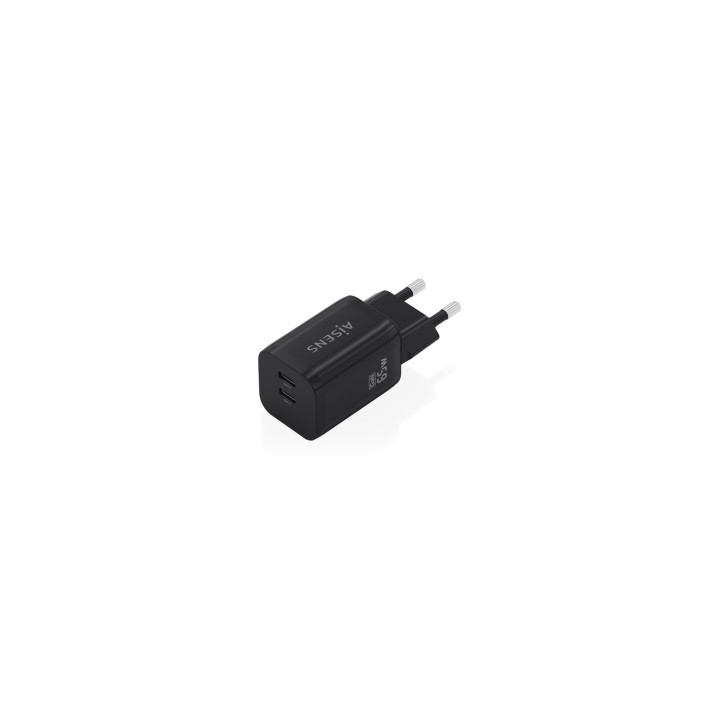 AISENS Cargador GaN 65W, 2xUSB-C PD3.0 QC4.0, Negro