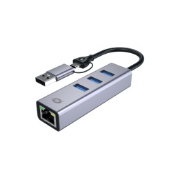 Conceptronic ABBY25G base para portátil y replicador de puertos Alámbrico USB 3.2 Gen 1 (3.1 Gen 1) Type-A + Type-C Gris