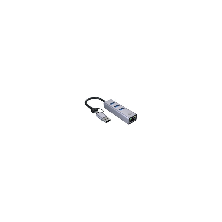 Conceptronic ABBY25G base para portátil y replicador de puertos Alámbrico USB 3.2 Gen 1 (3.1 Gen 1) Type-A + Type-C Gris