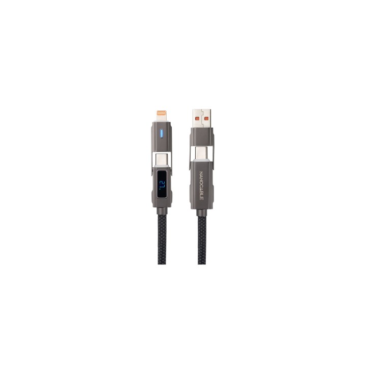 Nanocable 10.01.2501 cable USB 1 m USB A/USB C USB C/Lightning Negro