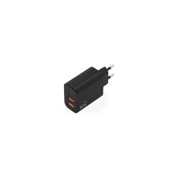 AISENS Cargador GaN 32W, 2xUSB-C PD3.0, 2xUSB-A, Negro