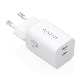 AISENS Cargador GaN 65W, 2xUSB-C PD3.0 QC4.0, Blanco