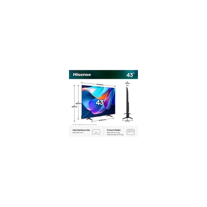 Hisense 55A6S 139,7 cm (55") 4K Ultra HD Smart TV Wifi Negro