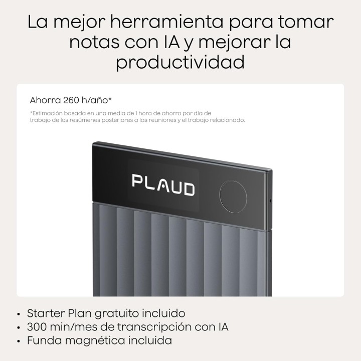 Plaud Note Pro Grabadora de Voz AI con Funda Transcripción IA Resúmenes Multidimensionales Grabación Dual Inteligente hasta 50