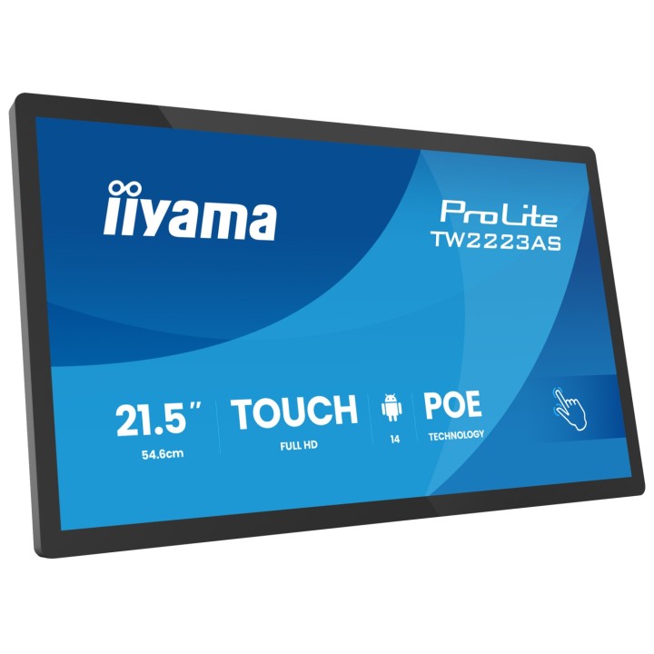 iiyama TW2223AS-B3P pantalla de señalización Panel plano interactivo 54,6 cm (21.5") Wifi 450 cd / m² Full HD Negro Pantalla