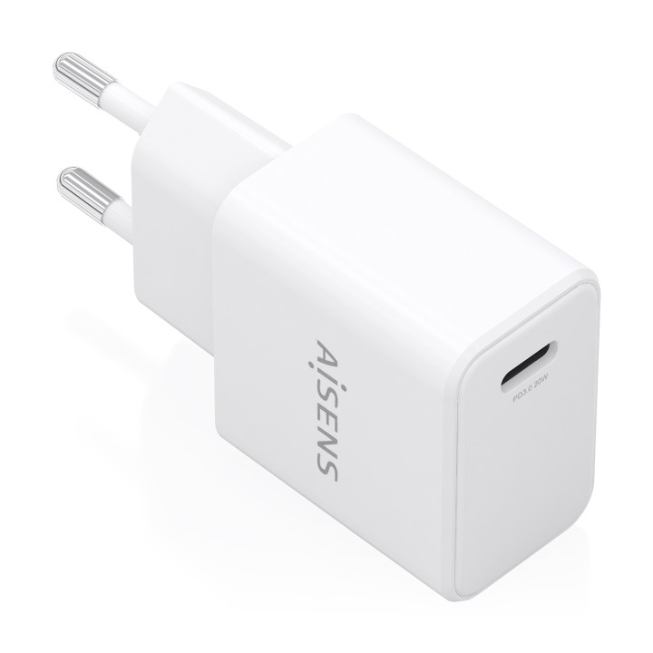 AISENS Cargador GaN USB-C PD3.0 1xUSB-C 20W, Blanco