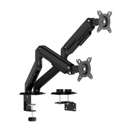 AISENS Soporte de Mesa Eco Contrapeso Giratorio e Inclinable para Monitor/TV 9kg (3 Pivotes, 2 Brazos) de 17-32, Negro