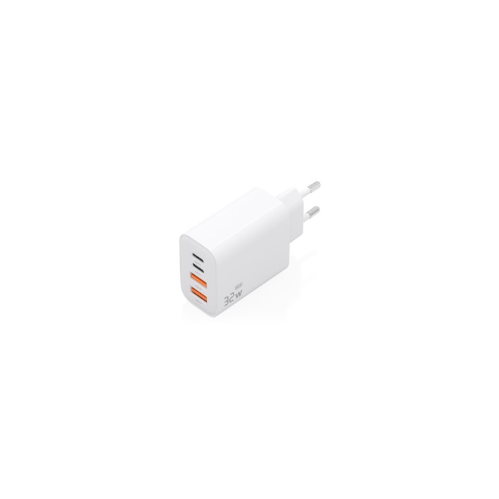 AISENS Cargador GaN 32W, 2xUSB-C PD3.0, 2xUSB-A, Blanco