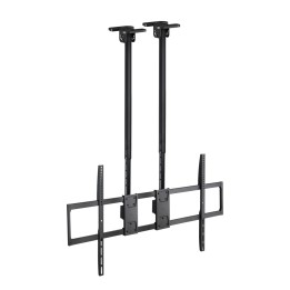 TooQ Soporte de Techo Extensible con doble mástil para Pantallas 60”-120", Negro