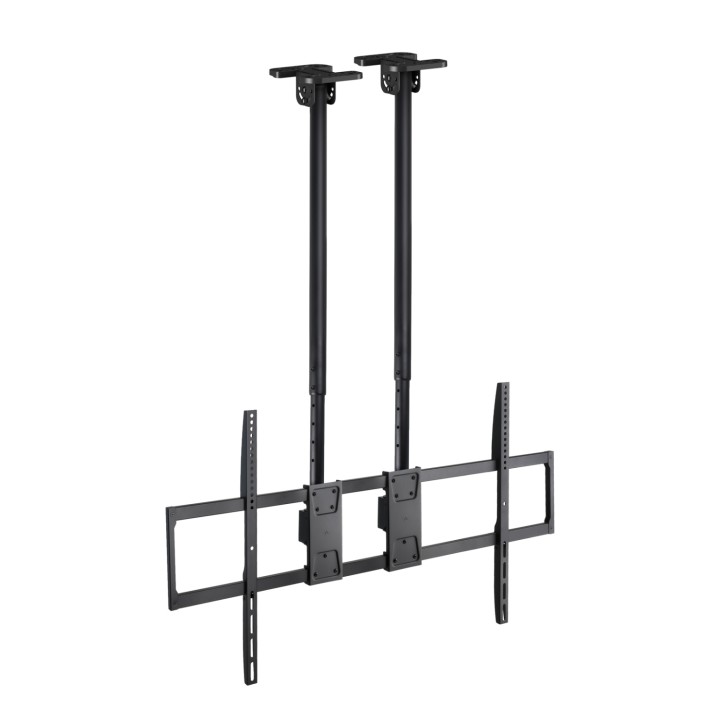 TooQ Soporte de Techo Extensible con doble mástil para Pantallas 60”-120", Negro