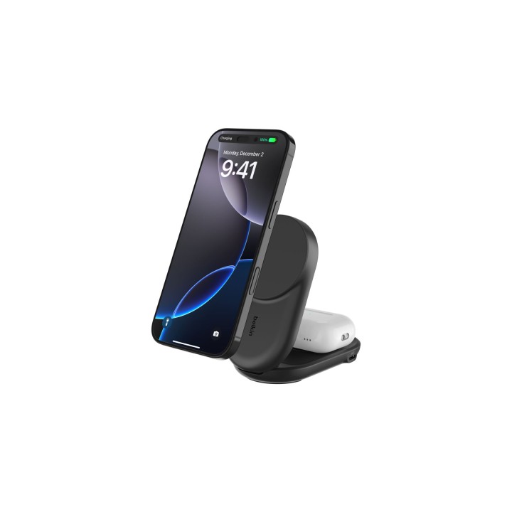 Belkin Qi2 Fitness tracker, Auriculares, Smartphone, Reloj inteligente Negro USB Cargador inalámbrico Carga rápida Interior