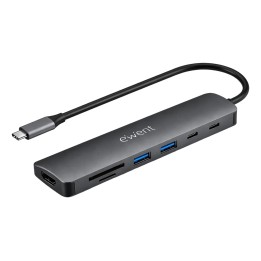 Ewent EW1152 base para portátil y replicador de puertos Alámbrico USB 3.2 Gen 1 (3.1 Gen 1) Type-C Gris