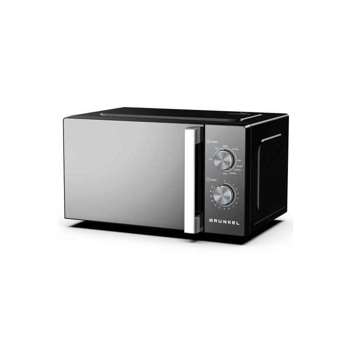 Grunkel MWG-20ESPEJO microondas Acero inoxidable, Negro Microondas con grill Encimera 20 L 700 W