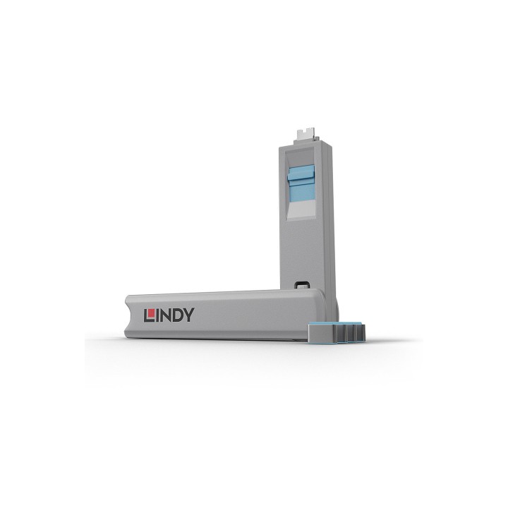 Lindy 40465 bloqueador de puerto Bloqueador de puerto + clave USB Tipo C Azul Acrilonitrilo butadieno estireno (ABS) 1 pieza(s)