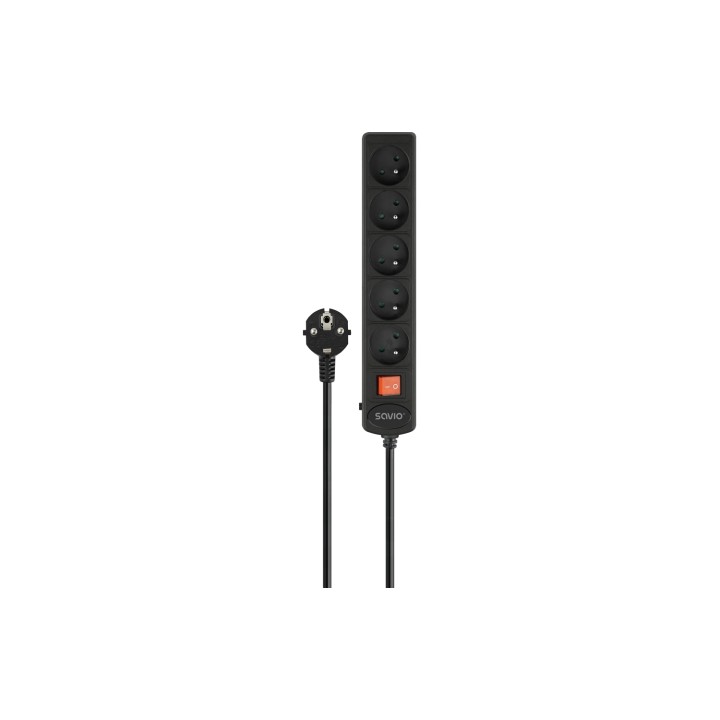 Savio LZ-16 base múltiple 1,8 m 5 salidas AC Interior Negro