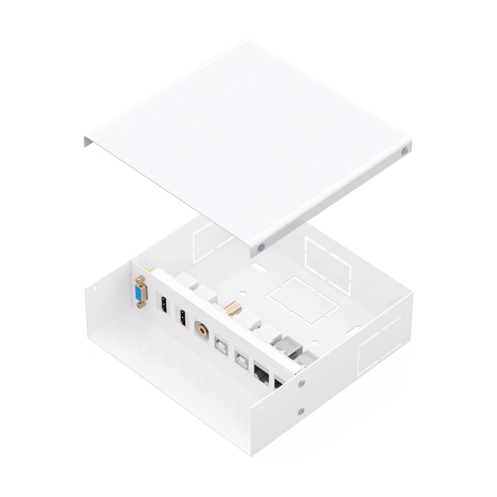 AISENS Caja de Conexiones VGA+Jack 3.5+2xHDMI+2xUSB-B+2xRJ45 Cat.6A STP, Blanco
