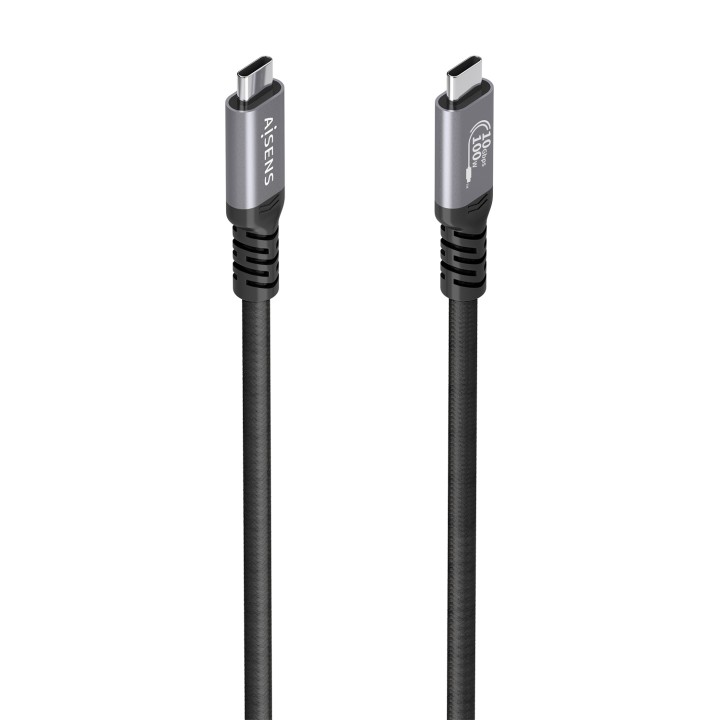 AISENS Cable USB 3.2 Gen2 Aluminio 10Gbps 8K@30Hz 5A 100W E-Mark, Tipo USB-C/M-USB-C/M, Negro, 4.0m