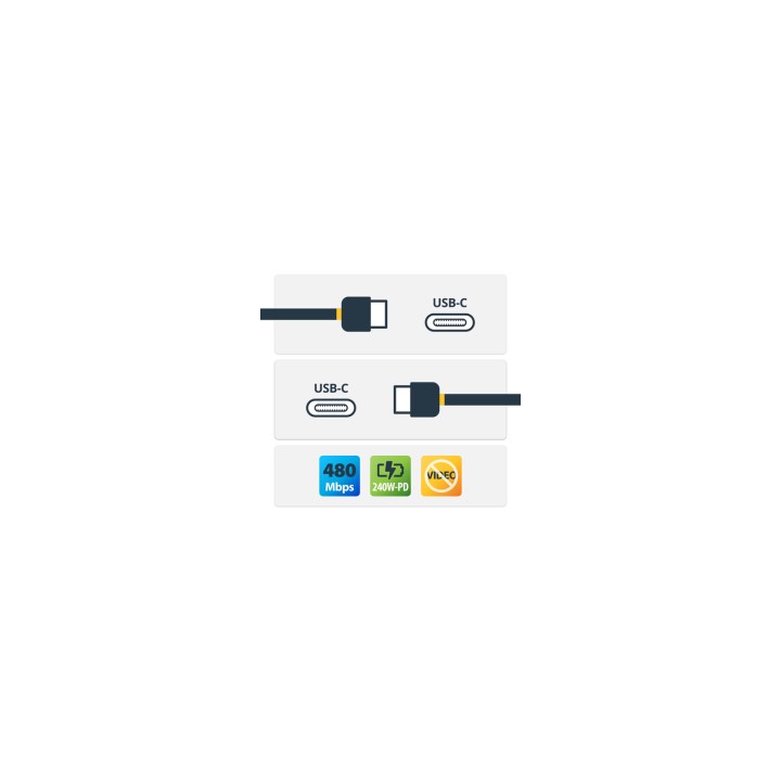 StarTech.com Cable de Carga para Portátil USB-C de 2m - Cable USB Tipo C USB 2.0 para Portátil - Blanco - Cable con