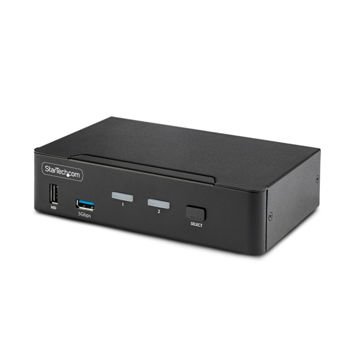 StarTech.com Switch Conmutador KVM DisplayPort de 2 Puertos - 8K60/4K144 - para Un Monitor - DP 1.4 - 2x USB 3.0 - 4x USB 2.0