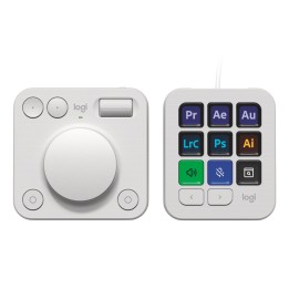 Logitech MX Creative Console, keypad programable con 9 teclas LCD personalizables y dial de control para diseño gráfico,