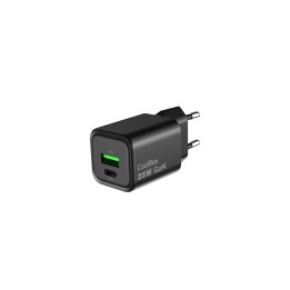 CoolBox CARGADOR GAN 25W USB-A/USB-C PARED NEGRO
