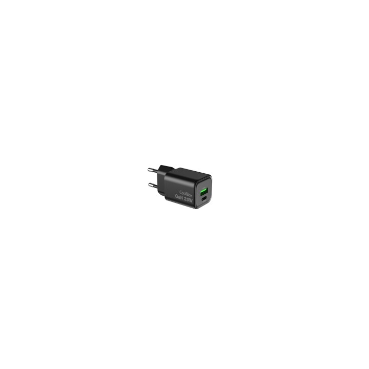 CoolBox CARGADOR GAN 25W USB-A/USB-C PARED NEGRO