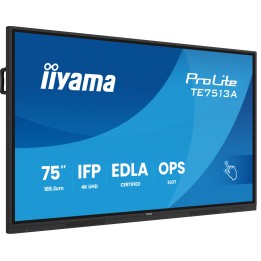 iiyama TE7513A-B2AG pantalla de señalización Panel plano interactivo 190,5 cm (75") Wifi 500 cd / m² 4K Ultra HD Negro Pantalla