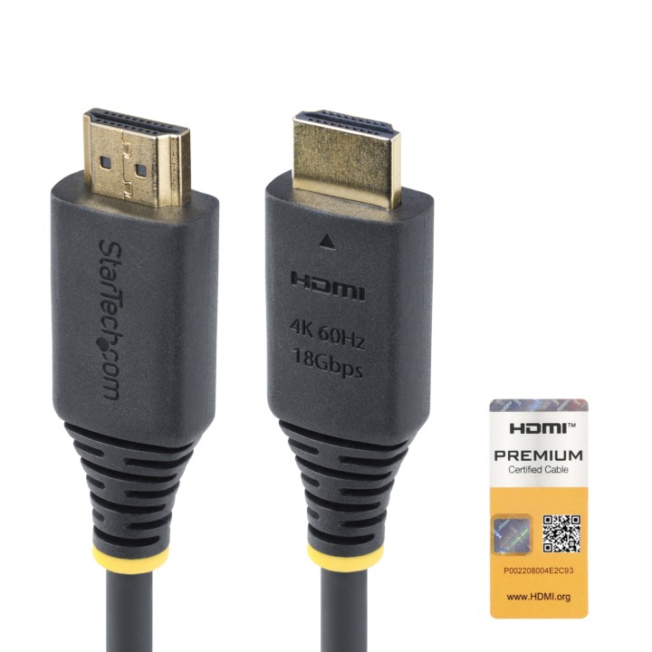 StarTech.com Cable HDMI Premium Certificado de Alta Velocidad de 50cm - 4K 60Hz - 144Hz - UHD - HDR10/HDCP 2.2/ARC - 18Gbps -