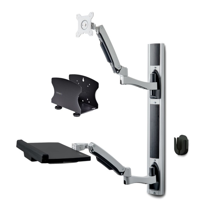 StarTech.com Estación de Trabajo Soporte de Pared para Monitor VESA de 27 Pulgadas (10kg) con Bracket para CPU / Ordenador y