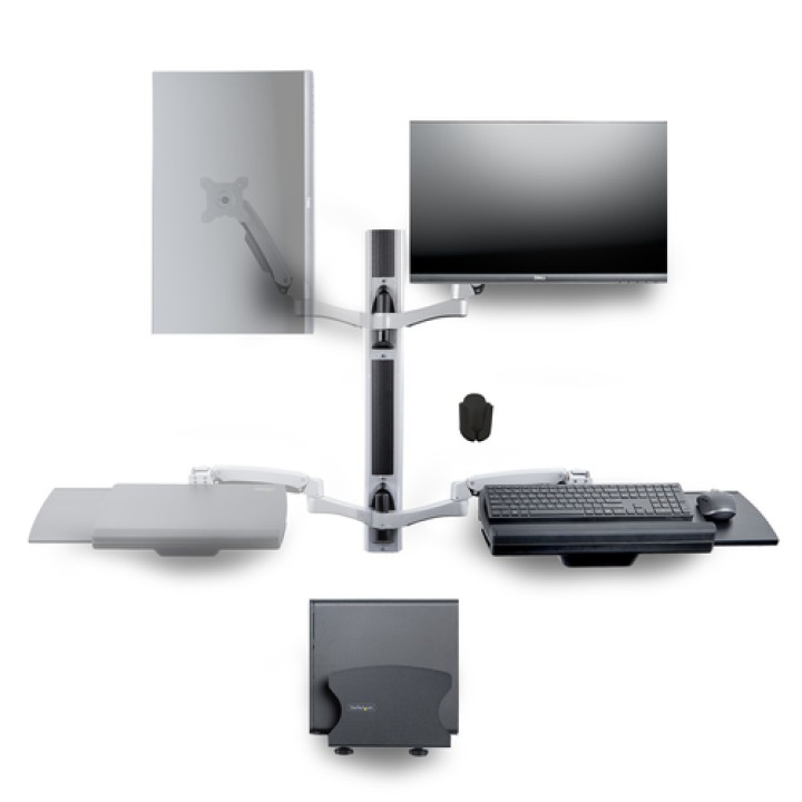 StarTech.com Estación de Trabajo Soporte de Pared para Monitor VESA de 27 Pulgadas (10kg) con Bracket para CPU / Ordenador y
