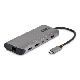 StarTech.com Adaptador Multipuertos USB4 para 2 Pantallas - Sin Controladores para macOS y Windows - PD de Carga de 140W - 4K
