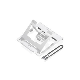 AISENS Soporte de Sobremesa Ajustable para Portatil / Tablet con USB-C Docking 7 en 1, Gris