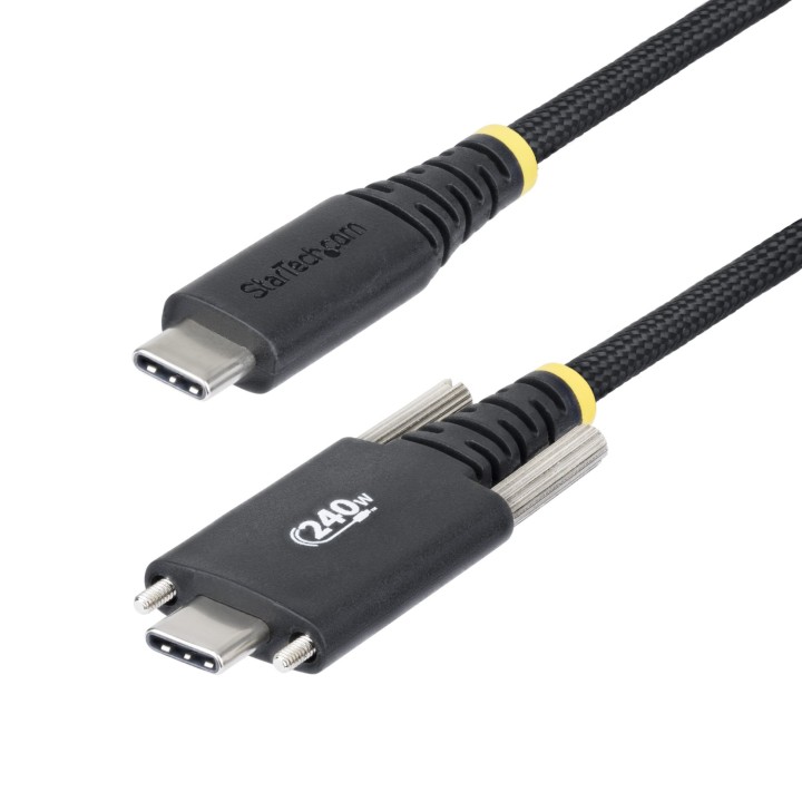 StarTech.com Cable de Carga USB-C de 2m con Fijación por Tornillo Lateral - Cable Cargador USB Tipo C - PD EPR 240W 5A - Cable