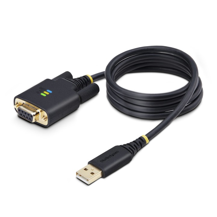 StarTech.com Cable Adaptador USB a Serie de Módem Nulo de 1m - Retención COM - Tornillos Intercambiables DB9 - USB a RS232 -